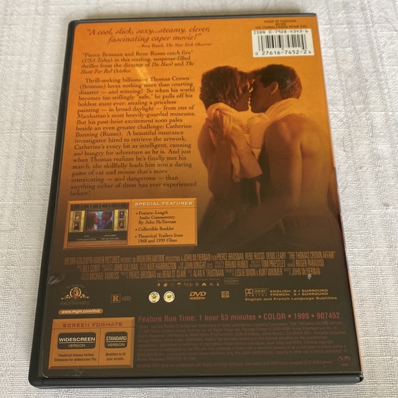 🎬PRICING🎬 The Thomas Crown Affair DVD with Pierce Brosnan & Rene Russo - Picture 2 of 9